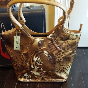 Brown Leopard Print Tote Bag